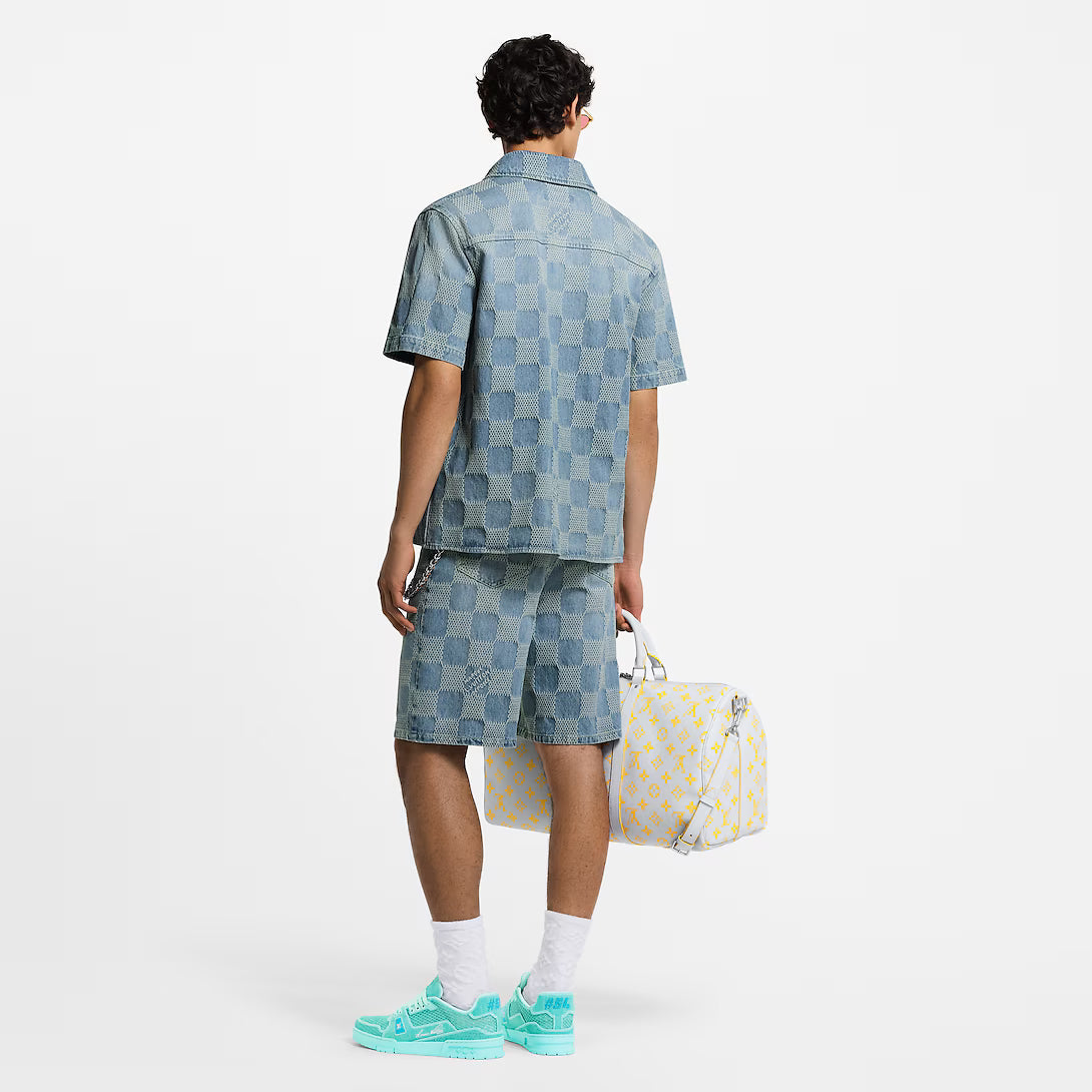 Damier 3D Light Denim Short-Sleeved Shirt