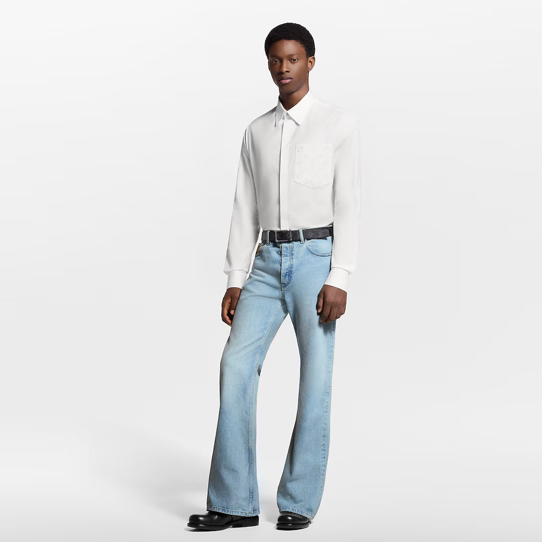 Embossed Pocket Long-Sleeved Shirt