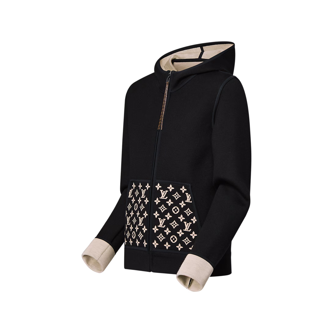 Monogram Accent Zip-Up Hoodie