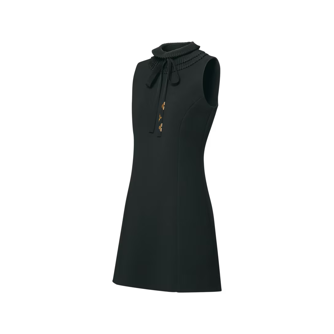 Pleat Collar Fitted Dress