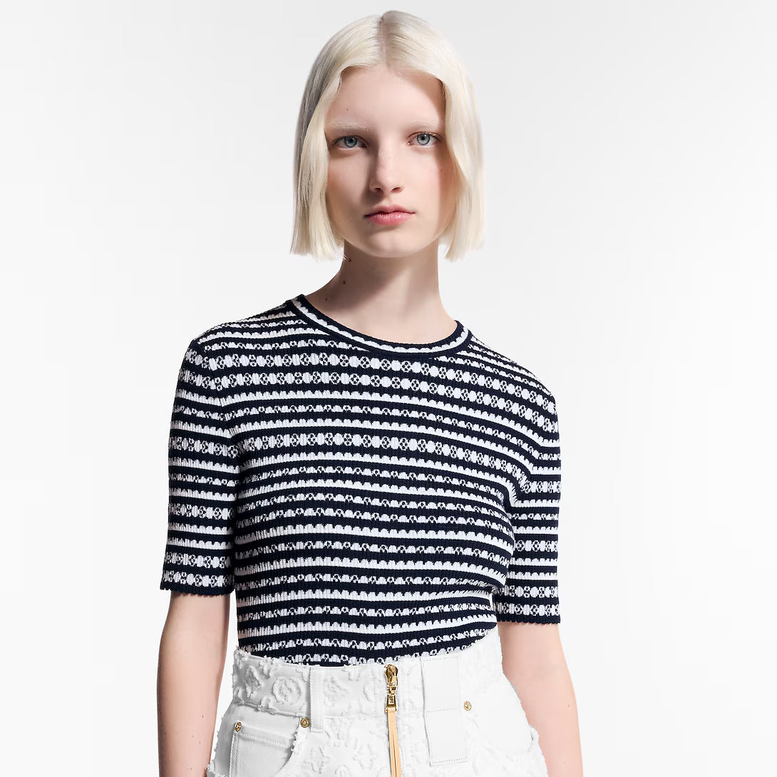 Scallop Stripe Knit Top