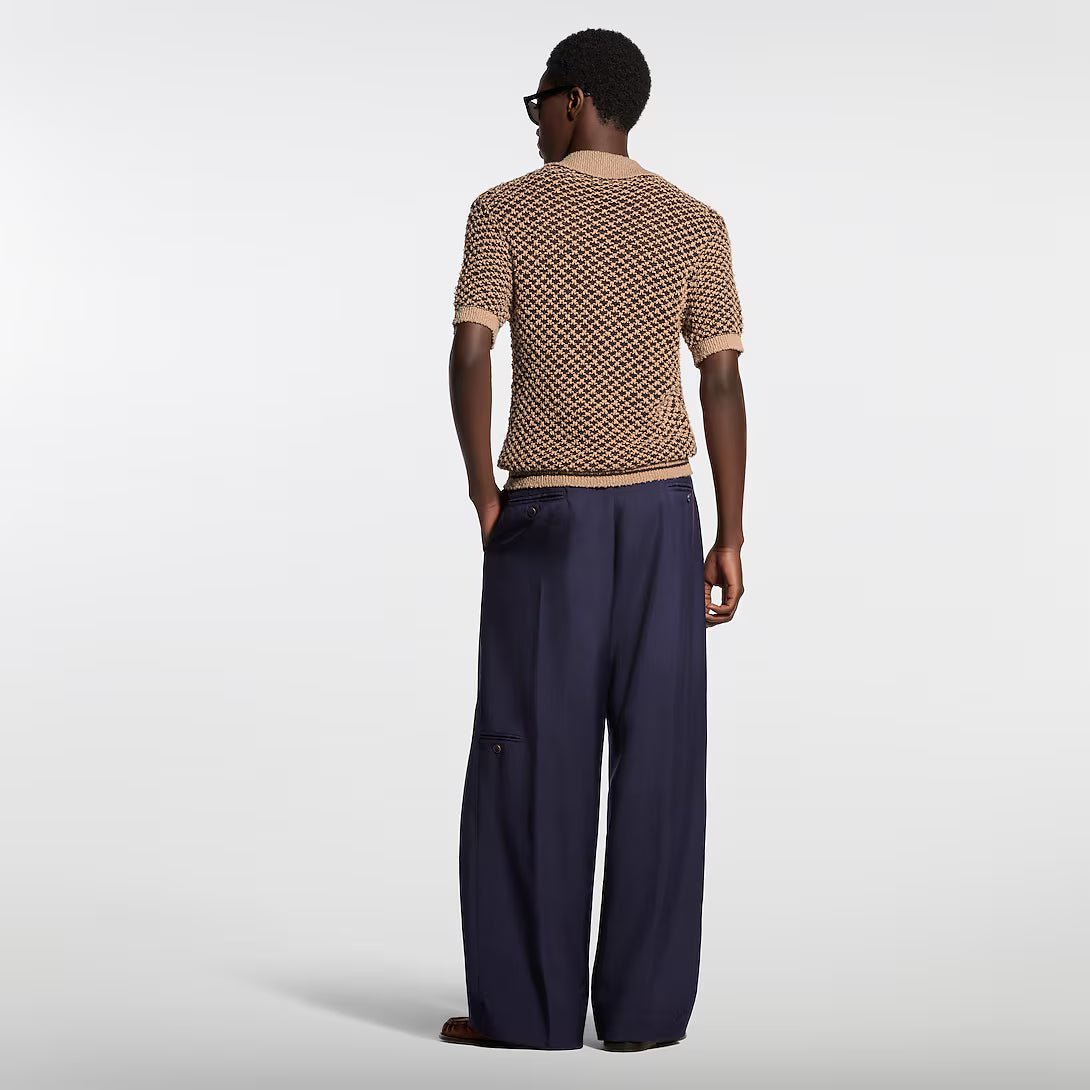 Short-Sleeved Knitted Mesh Polo