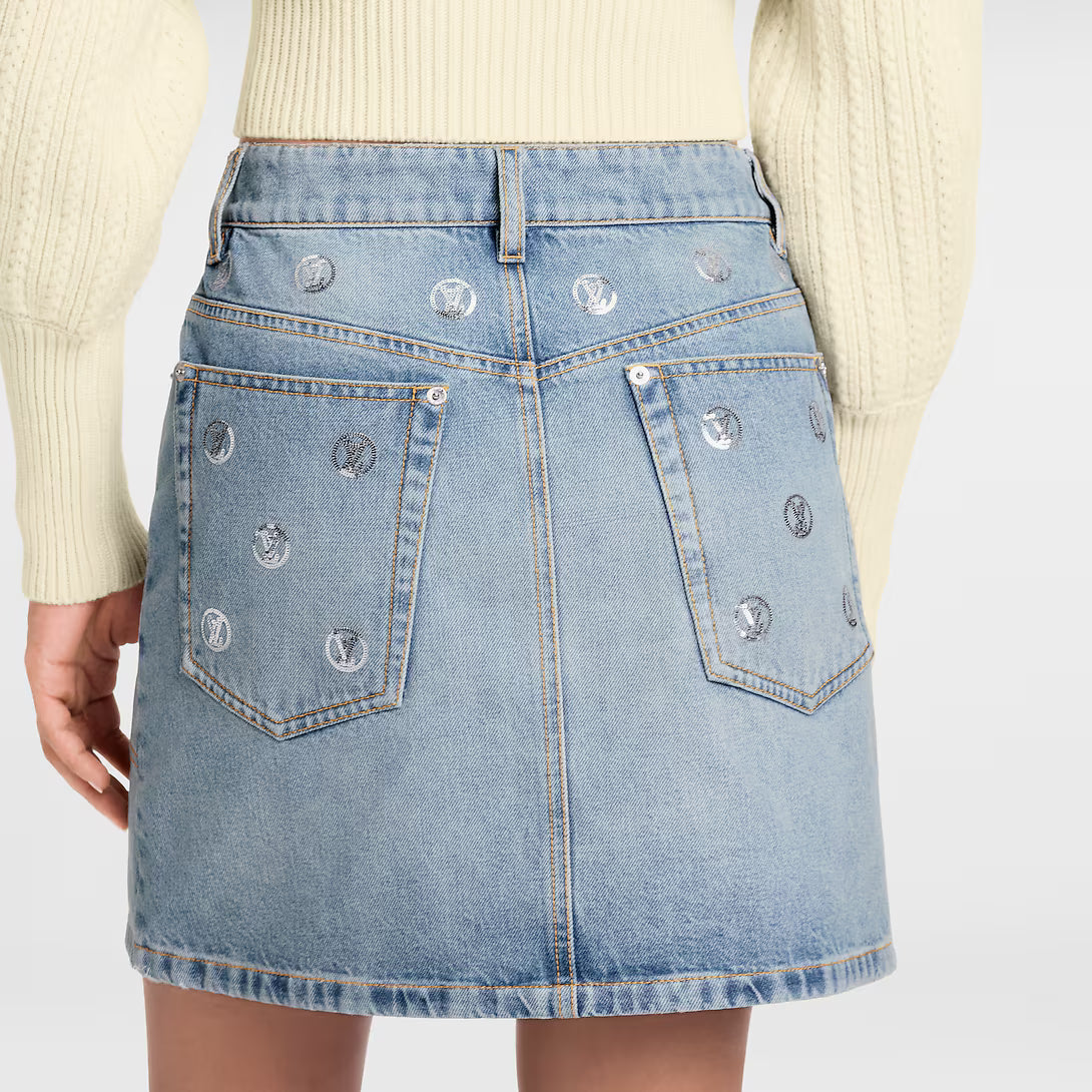 Signature Sequin Denim Mini Skirt
