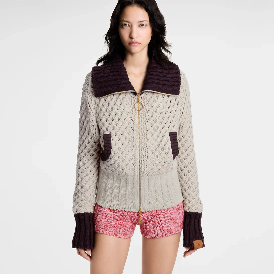 Color-Blocked Knit Jacket