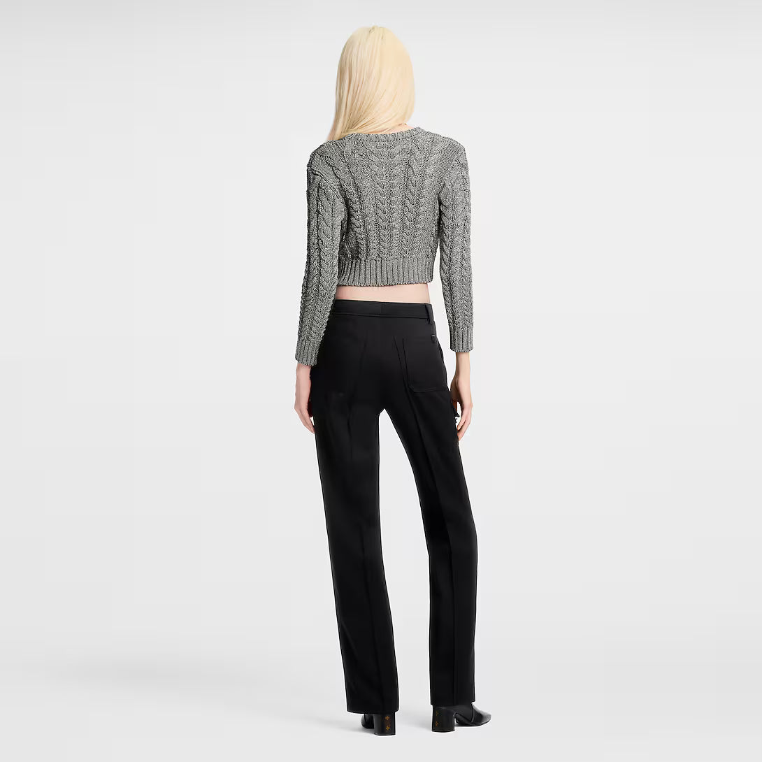 Cropped Cable Knit Cardigan