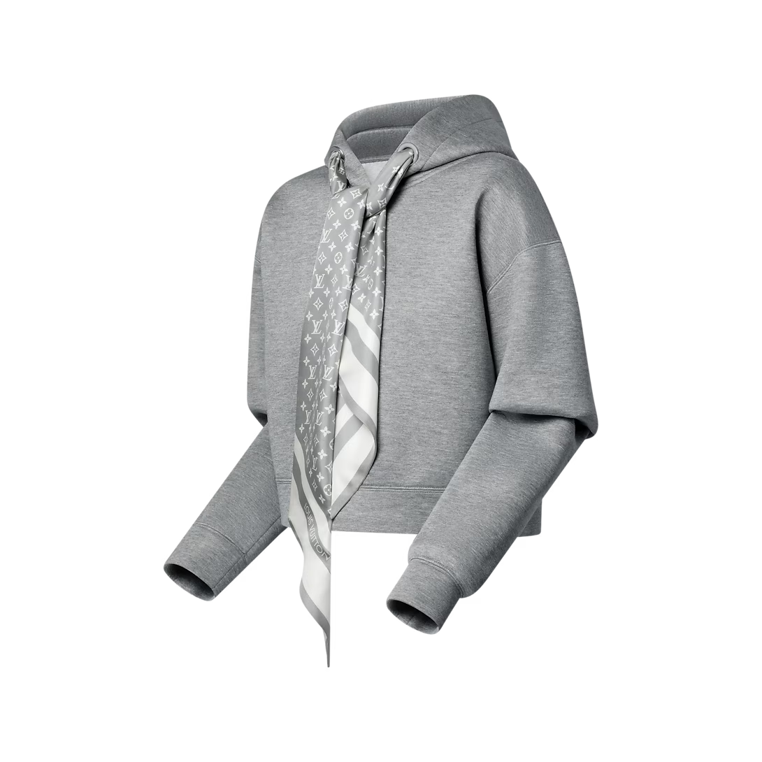 Cropped Monogram Scarf Hoodie