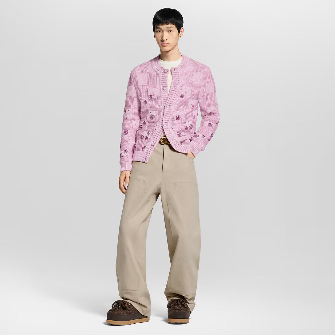 Damier Embroidered Cardigan