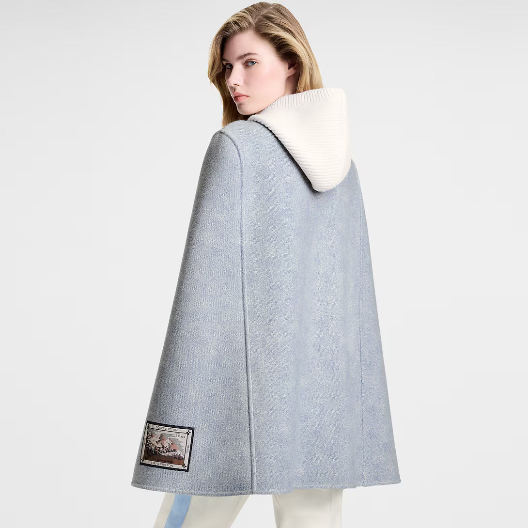 Denim-Effect Double Face Cape