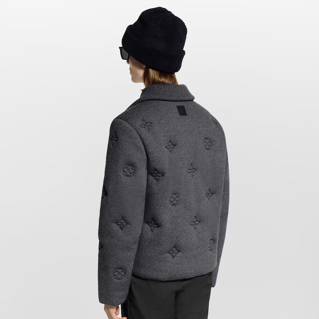 Elegant Monogram Knitted Down Blouson