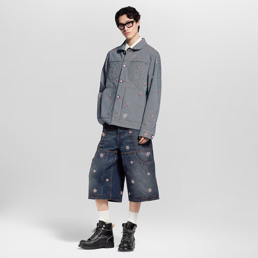 Embroidered Denim Workwear Shorts