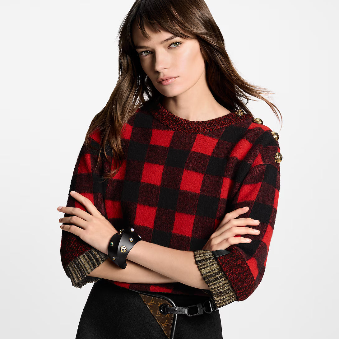 Graphic Check Knit Top