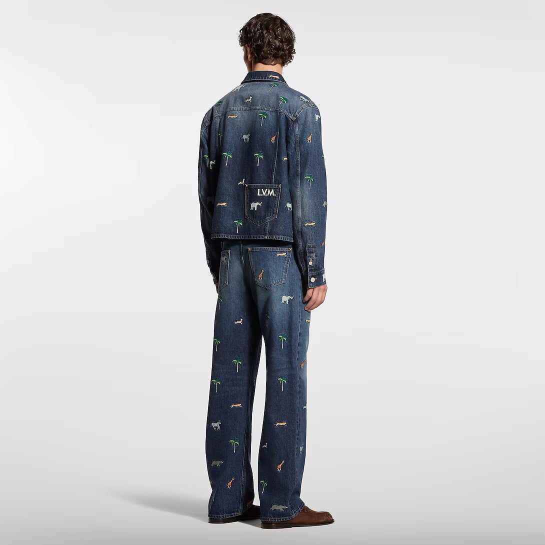x The Darjeeling Limited Embroidered Long-Sleeved Denim Shirt