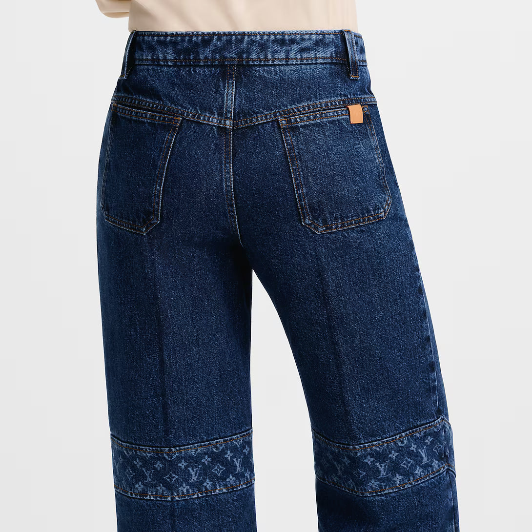 Monogram Accent Raw Denim Jeans