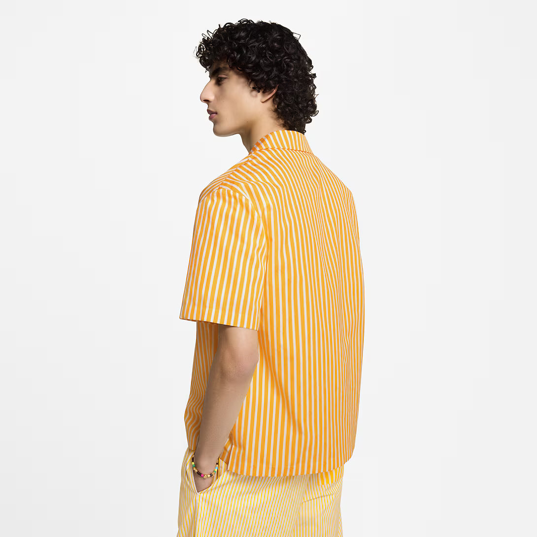 Monogram Striped Patchwork Short-Sleeved Shirt