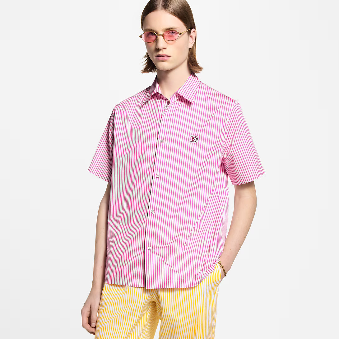 Monogram Striped Short-Sleeved Shirt