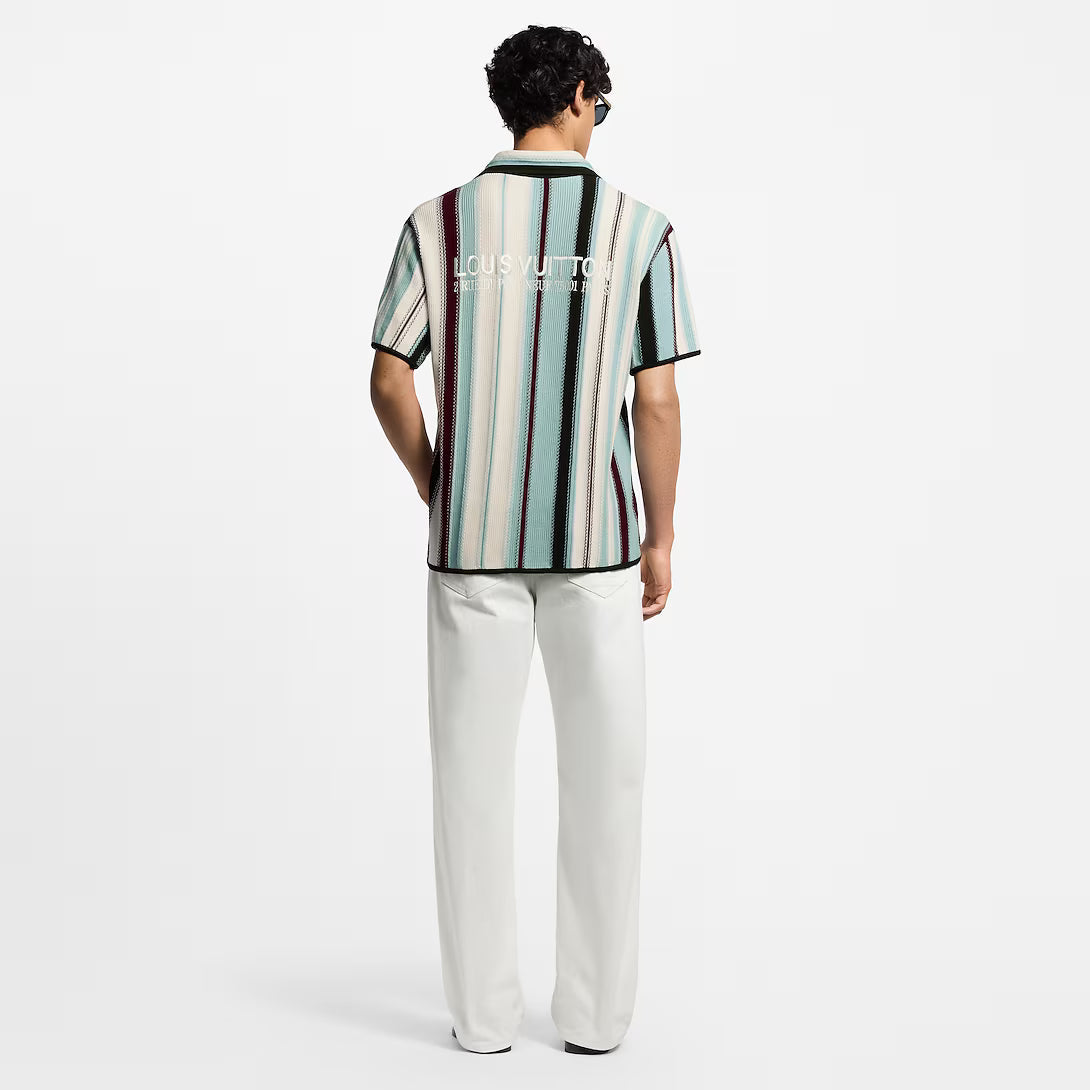 Striped Crochet Short-Sleeved Shirt